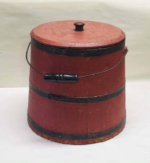 ANTIQUE RED PAINTED BUCKET