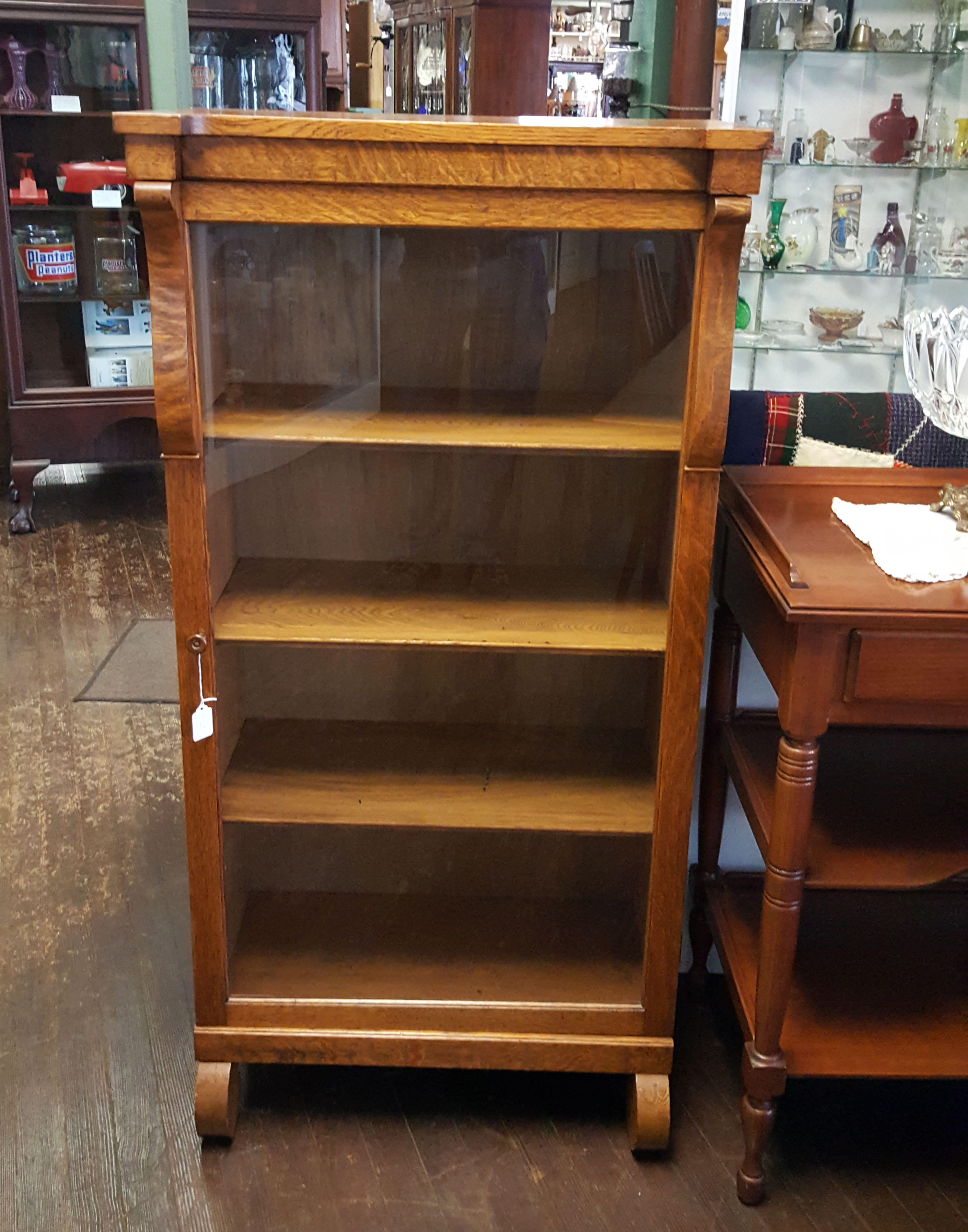 OAK CABINET BOOKCASE