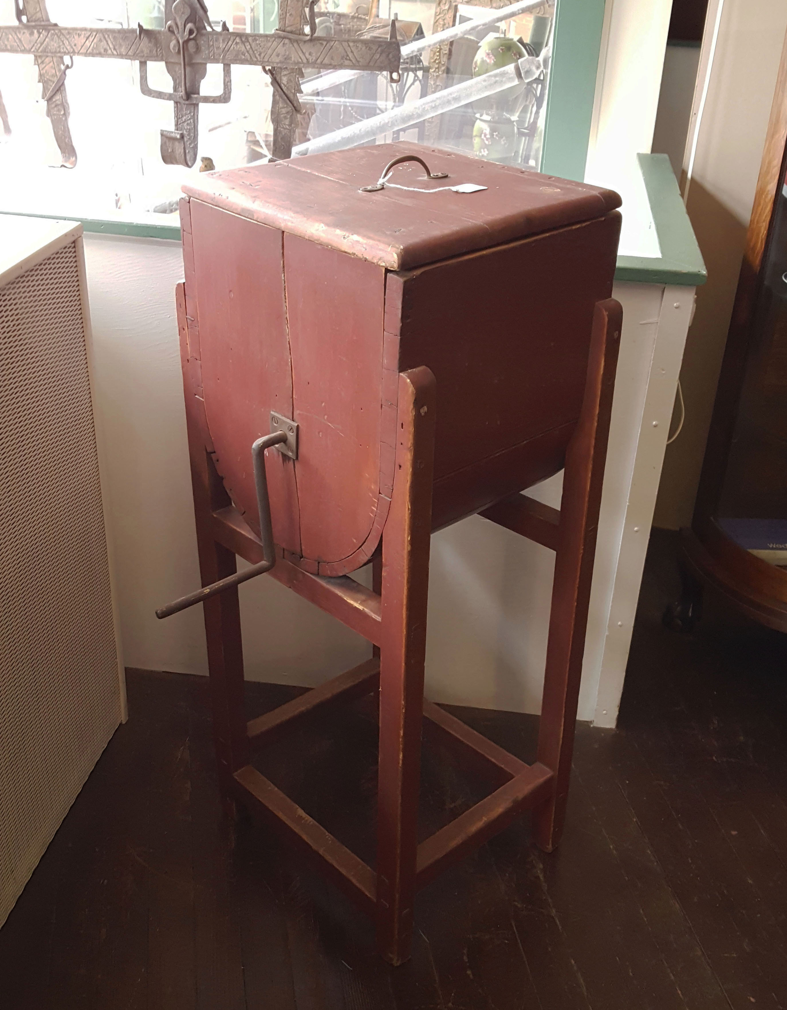 RED PAINTED BUTTER CHURN
