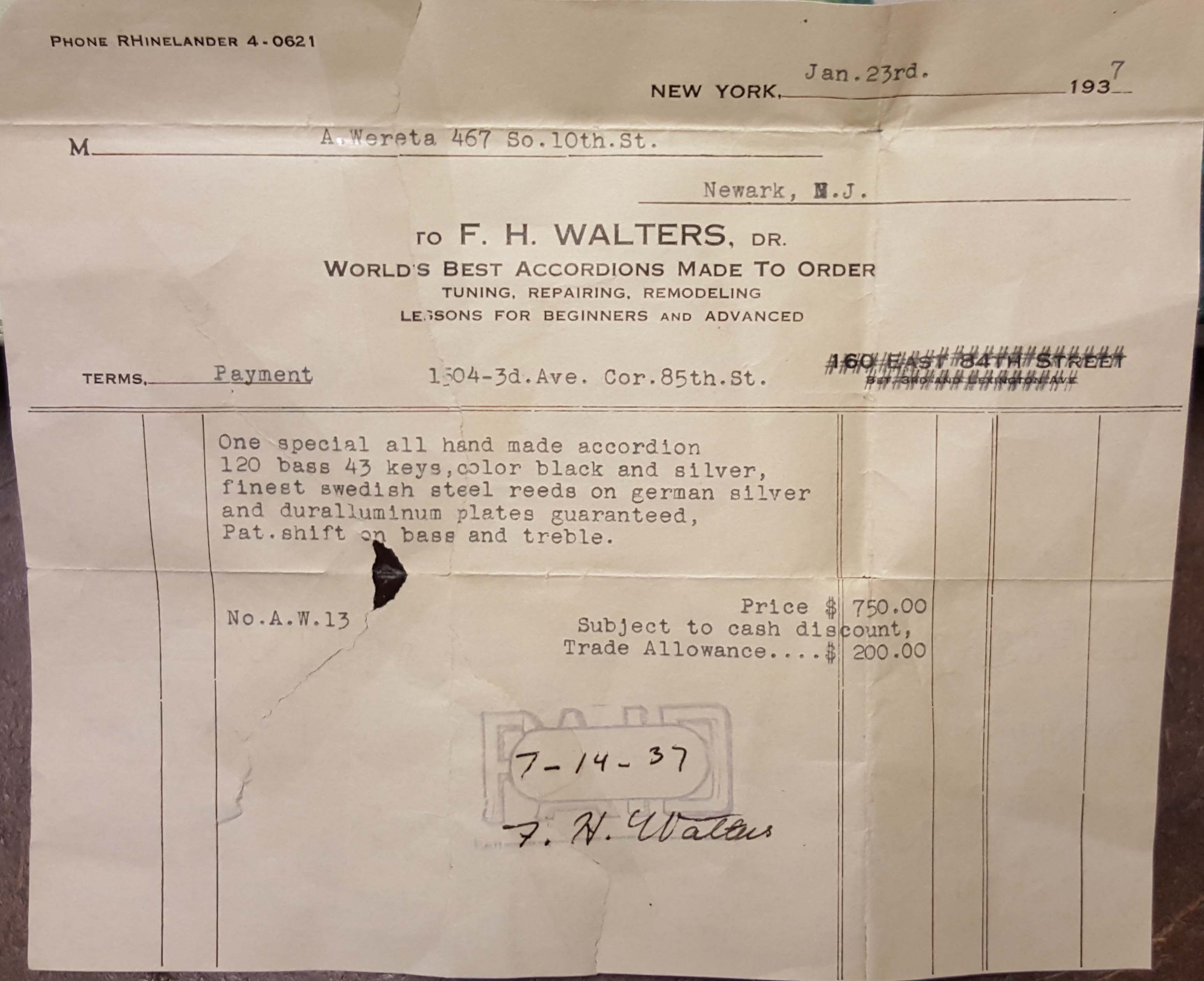 F.WALTERS ACCORDION
