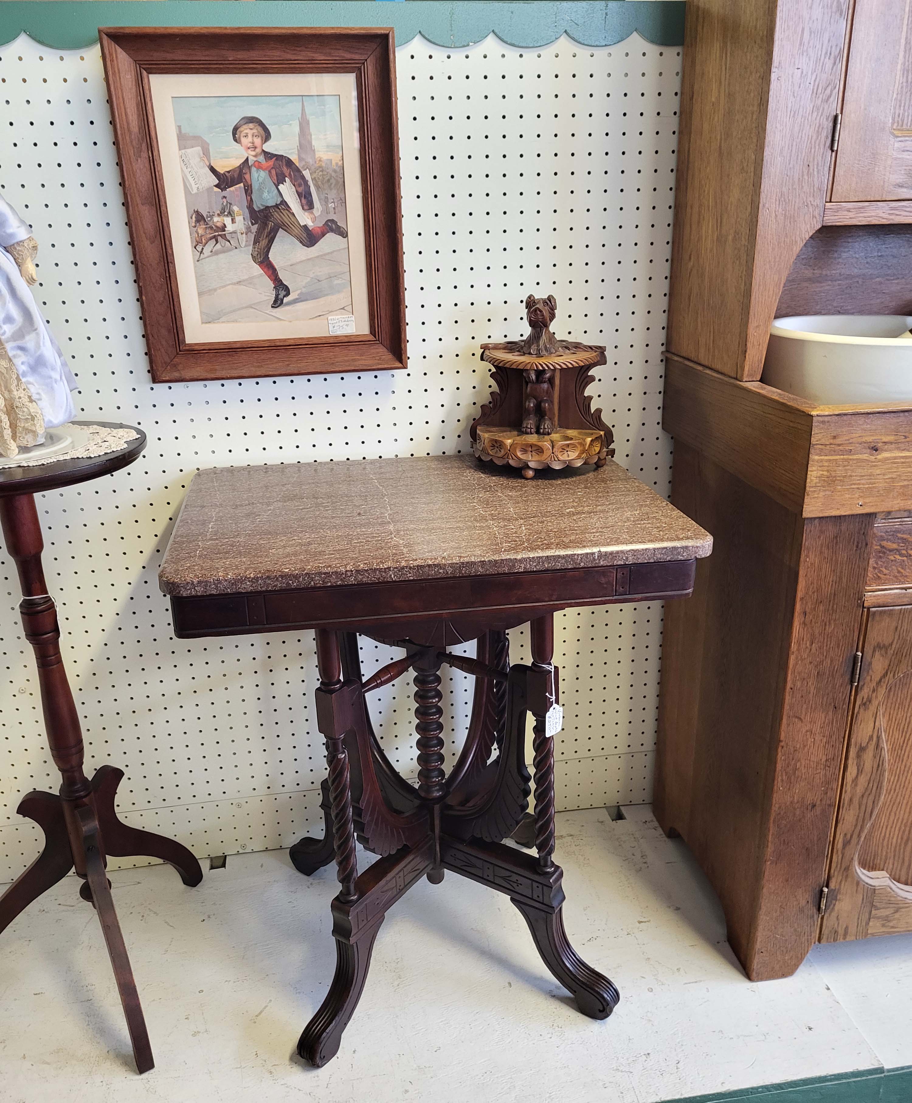 VICTORIAN WALNUT MARBLE TOP TABLE