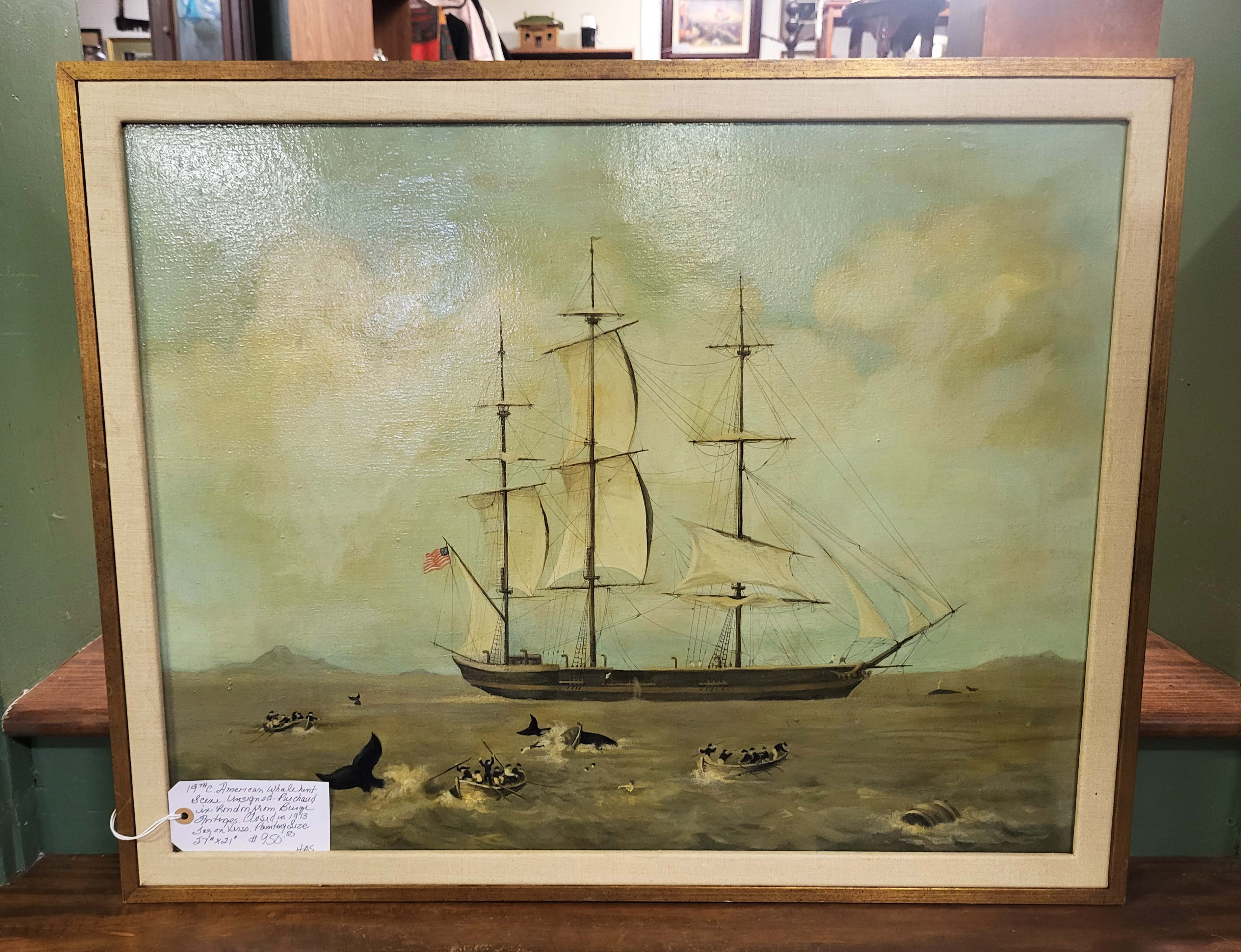 WHALE HUNT OIL ON CANVAS
