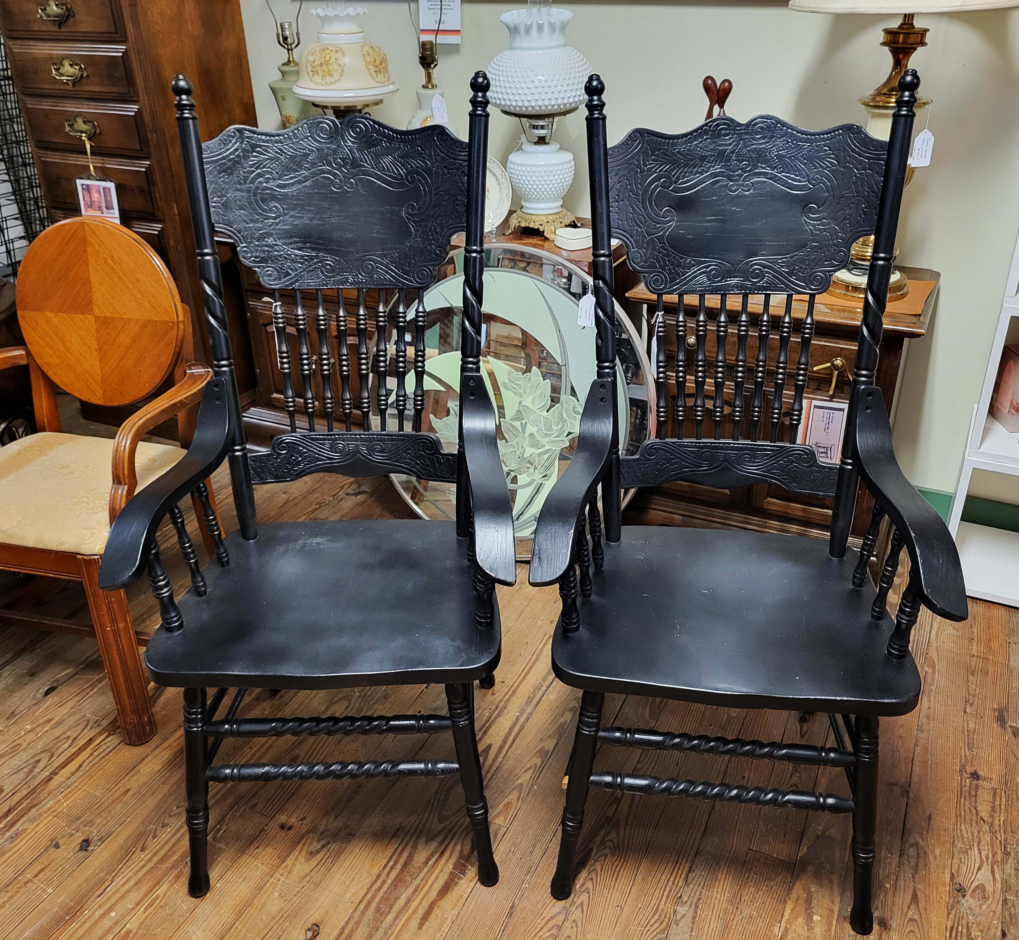 black pressed back chairs