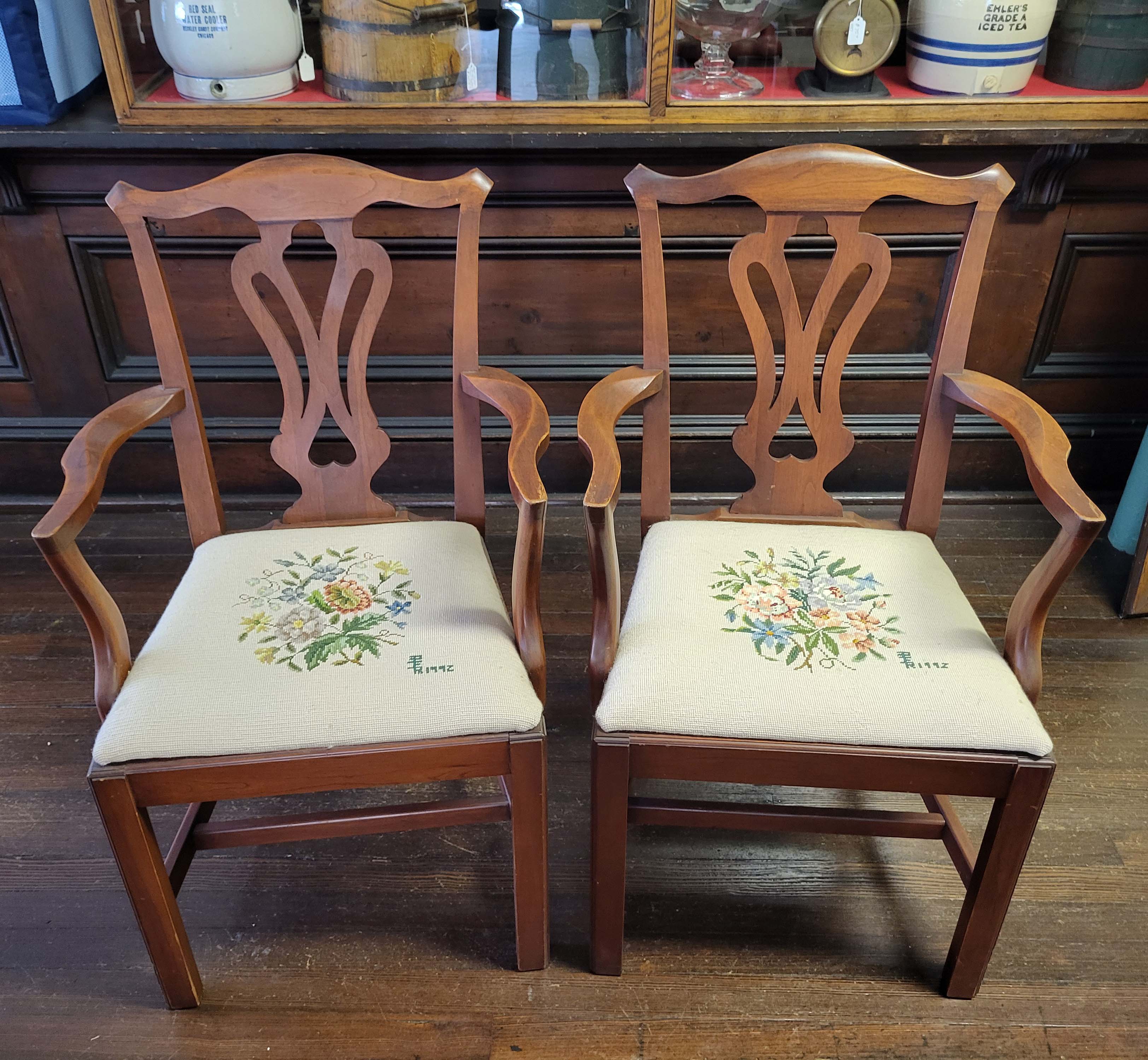 PAIR CHERRY ARMCHAIRS