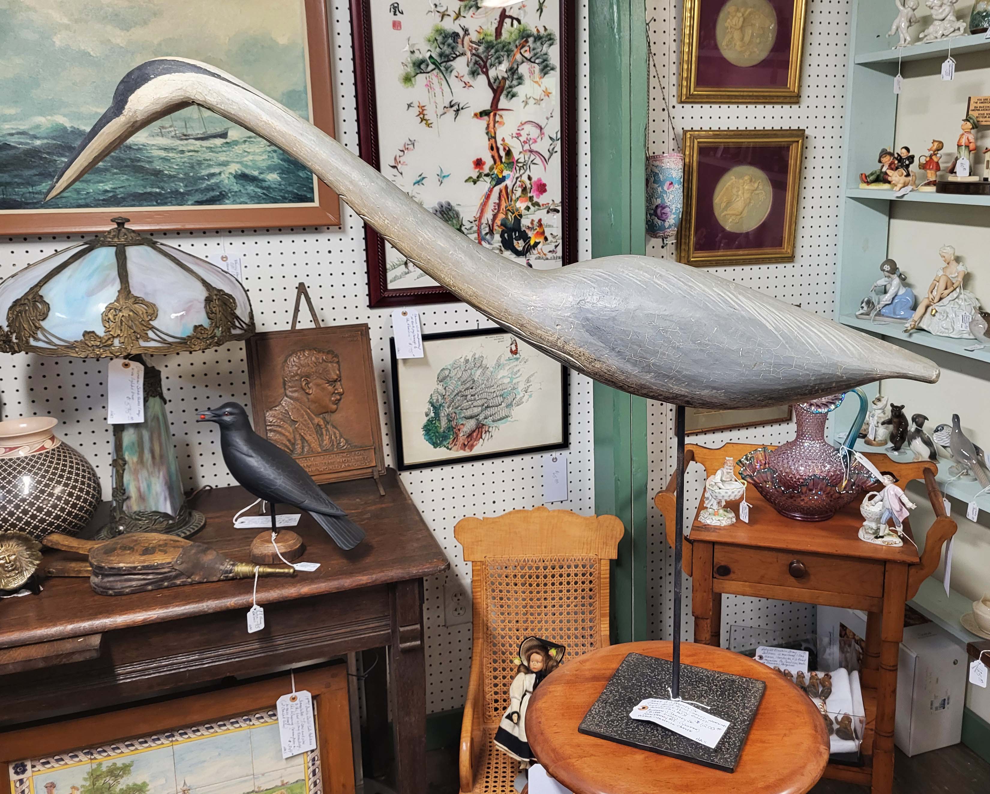 AJ DOWNEY CARVED GREAT BLUE HERON